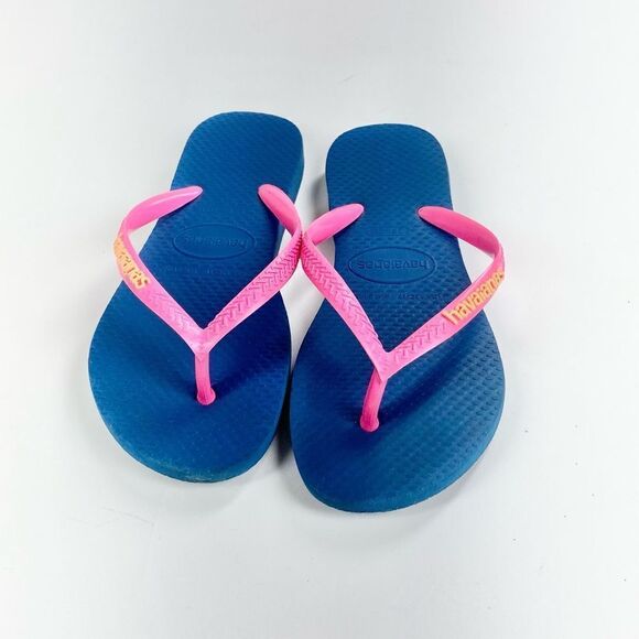 Havaianas blue and pink classic toddler sandal flip flop thong 13 - Picture 1 of 7